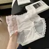 Calcinhas de Renda Camélia de Cintura Alta para Mulheres, Calcinhas de Renda Puro Desejo, Algodão Puro Antibacteriano 10A, Gancho Estendido, Leve Controle de Barriga