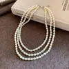 Colar de Pérolas com Contas Retro Francês para Mulheres Corrente de Clavícula Fashionável para o Dia a Dia Joias de Alto Padrão com Toque de Luxo Leve Design de Joias Nicho