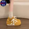 Tênis de Treino Alemão Respirável da Moda 2026 Primavera/Outono Novos Versáteis Casuais com Cadarço Sapatos Brancos Solado Grosso Retrô Resistente ao Desgaste Sapatos Femininos