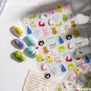Adesivos fofos de animais em desenho animado com relevo 3D decoração dopamina decoração de unhas DIY adesivos à prova d'água