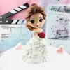 Vestido de novia blanco Princesa Bella decoración de pastel de cumpleaños grande inserción de tarjeta de feliz cumpleaños de celebridad en línea