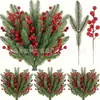 Set Navideño Combinado de Gran Venta Transfronteriza Fruta de Acebo Rojo Flor de Pino Bayas Ramo de Agujas de Pino Caja de Regalo Accesorios de Decoración Festiva
