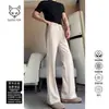 Pantalones acampanados curvos negros elegantes 2025 otoño e invierno para hombre con forro polar cálido, adelgazantes y que realzan la altura, pantalones de traje fluidos