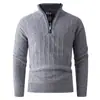 Suéter de punto grueso para hombre, de media cremallera y cuello alto, pullover, capa base de moda casual, importado de Europa y América, para otoño e invierno.
