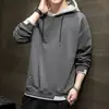 Moletom com Capuz Masculino Outono e Inverno Forrado com Fleece Estilo Japonês Ins Marca da Moda Falso Duas Peças Moletom Masculino Juventude Casual Roupa Masculina