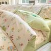 Conjunto de cama de algodão com desenho animado, quatro peças, 100 algodão, 2025, nova capa de edredom, lençol, conjunto de três peças, dormitório, capa de edredom simples, 4