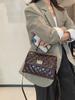 Bolso de Hombro de Cuero de Vaca con Cera de Aceite para Mujer, Cuadros Acolchados Elegante, Moderno y Sencillo para Mujer, Funda de Cuero Práctica para Compras