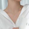 Collar de plata S925 para mujer, estilo coreano, elegante y fresco, con anillo de diamantes incrustados, cadena de clavícula de doble capa D7771
