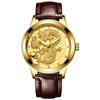 Reloj Marca Fenzun Reloj de Hombre No Mecánico Resistente al Agua Luminoso Dorado Cuarzo Ultrafino Correa de Acero Reloj de Pareja Dragón y Fénix