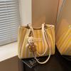Nicho Retrô Literário Simples Fresco Listrado Casual Moda Elegante Tote de Ombro Único de Grande Capacidade Bolsa Feminina