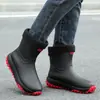 Meia-panturrilha, com punho, masculinas, impermeáveis, antiderrapantes, resistentes ao desgaste, para pesca ao ar livre, trabalho, moda, galochas, sapatos de borracha para cozinha