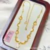 Tienda de Oro Mismo Estilo Set de Collares de Moda Chapados en Oro, Elegante Collar Brújula de Ocho Tesoros, Cadena Larga para Suéter Disco de Calabaza, Estilo Chino Versátil para Mujeres