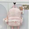 Mochila Escolar Fofa Textura Xadrez Bolha Estilo Coreano, Doce e Fofa para Saídas com Melhores Amigos