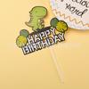 Decoración para pasteles, lindo disfraz de dinosaurio, tarjeta de cumpleaños para bebé y niño con temática de dinosaurio