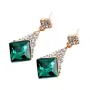 Estilo Coreano Novos Brilhantes Coloridos Losango Diamante Dourado Liga de Zinco Brincos Coloridos Brincos Femininos Acessórios Fabricante Atacado