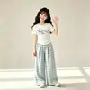 Conjunto de Dos Piezas para Niñas: Camisa Polo Fresca de Verano de Manga Corta y Pantalones a Cuadros para Niños Mayores, Nuevo Conjunto Casual de Verano Estilo Coreano