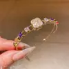 Pulsera Abierta Irregular de Zirconia Ovalada Cuadrada Pulsera de Lujo Ligero de Gama Alta Exquisita Moda Versátil para Mujer