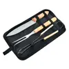 Amazon Conjunto de Ferramentas para Churrasco de Aço Inoxidável Ferramenta Combinada Conjunto para Churrasco ao Ar Livre Cabo de Madeira de Rio Conjunto para Churrasco