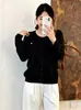 Cárdigan de punto suave para mujer talla grande, cuello redondo, colección otoño 2026, holgado y versátil, prenda exterior adelgazante para mujer