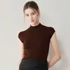 Lavable a máquinaHilo Yangzi alemán Lana Merino Cuello redondo Sin mangas Versátil Top de punto para mujer