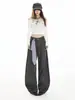 YECHUAN# Jeans Wide Leg Cor Café Lavado Retrô Outono Novo Cintura Alta Quadril Solto Cobrindo Calça Banana Afinando