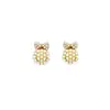 Pendientes de Aro con Lazo de Diamantes y Perlas Destellantes Diseño de Nicho Personalidad Única Pendientes de Alta Gama Lujo Ligero Pendientes Exquisitos para Mujer