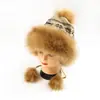 Gran Venta Gorro de Bola de Piel Sintética de Zorro Otoño e Invierno Cálido para Mujer Gorro de Punto para Exteriores Orejeras Gorro con Pompón
