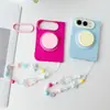 Funda magnética para teléfono con patrón de ondas, color sólido, compatible con Apple 18DUO, iPhone Duo, con cordón, a prueba de caídas y elegante