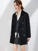 Otoño e Invierno Nueva Lana Doble Cara Lana Ropa Exterior para Mujer Longitud Media Versátil Moda Clásica Cuello de Solapa Ropa Exterior de Lana