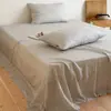 Lençol de cama de gaze dupla de algodão puro espessado estilo francês, peça única, adequado para todas as estações, capa de edredom de gaze 100% algodão, conjunto de lençol de baixo com elástico para cama de solteiro, conjunto de três peças