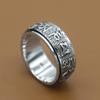 Anillo giratorio de plata de ley 925, vulcanizado artesanal, anillo giratorio con seis palabras y mantra para el dedo índice de hombre.
