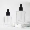 Botella de Vidrio con Gotero de 30ml 50ml, Botella Gotero Transparente de Alta Gama para Esencias, Botella Dispensadora con Gotero de Punta Cuadrada Plana de Goma