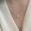 Collar de Perlas Apilado de Doble Capa Nicho de Lujo Accesible Diseño de Alta Gama Ins Estilo Frío Elegante Cadena Simple para Clavícula para Mujer