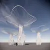 Gran Cenador con Forma de Paraguas de Acero Inoxidable, Pabellón Hongo de Parque, Estructura de Pabellón Nube Pétalo, Escultura de Árbol Paisajística