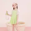 Traje de baño para estudiante, Traje de baño conservador, Traje de baño de una pieza estilo falda con pierna cuadrada, De apariencia costosa, Elegante, Súper estilo de hada, Lindo y elegante, Traje para aguas termales