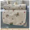 Conjunto de Colcha de Verão Quatro Peças Estilo Fair Isle Desenho Animado, Lavável à Máquina, Colcha Fina de Verão para Crianças, Dormitório de Estudante, Ar Condicionado