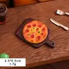 Casa de Bonecas Miniatura Simulação Bandeja de Pizza Acessórios para Brincar de Comida Brincadeira de Faz de Conta Modelo Pequenos Enfeites