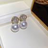 Pendientes de borla con flor de perla incrustada con diamantes y broche de plata, elegantes y vintage, con borlas y diseño de celebridades de Internet.