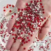 Decoraciones Rojas Chinas Mixtas para Uñas, Mini Pedrería Brillante Serie Roja de Año Nuevo con Parte Trasera Plana, Accesorios Irregulares para Uñas Forma de Ojo de Caballo