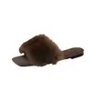 Pantuflas de pelo de conejo real para mujer, nuevas y versátiles para primavera y otoño 2026, estilo hada, suela suave, punta cuadrada abierta, pantuflas de algodón, de moda