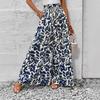 Pantalones de Verano Finos Casuales Estilo Bohemio Transfronterizos, Adelgazantes Holgados de Seda de Hielo con Caída, Pantalones Falda de Pierna Ancha para Mujer