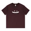 Nueva camiseta de manga corta de algodón grueso para mujer, camiseta informal de verano con estampado de media manga y carita sonriente para estudiantes.