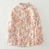 Foto Real de Camisas Florais Rosa Novas de Outono, Camisas Estampadas Artísticas Francesas, Tops Versáteis para Mulheres