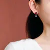 Pendientes de Ámbar Rojo de Plata de Ley S925 Yiluyin, Estilo Chino Nuevo Vintage, Simples y Versátiles, Joyería de Pendientes Redondos Zakiram
