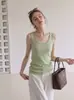 Compañero de Verano: Chaleco de Punto con Cuello Simple para Mujer, Ropa de Abrigo de Verano, Corte Ajustado, Top Elegante sin Mangas, Verde, Talla Única, Otro