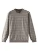 Suéter de Otoño Rayado Cuello Redondo Estilo Old Money para Hombre Bloque de Color Sencillo Holgado Casual Manga Larga Jersey de Punto Superior para Hombre