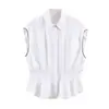 ZA Ropa de Mujer de Comercio Exterior Transfronterizo Europa AliExpress Venta Caliente Estilo Coreano Sin Mangas Adelgazante Cintura Ceñida Camisa Plisada