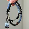 Novo bracelete azul de alta qualidade estilo chinês com contas, requintado e versátil, design longo personalizado, adequado para usar em camadas, bracelete unissex de nicho