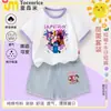 Conjunto de Camiseta de Manga Corta con Bloques de Color de Chica Bruja Kpop Girls, Nuevo Estilo de Verano para Niños Mayores, Conjunto de Verano con Shorts de Mezclilla
