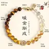 Nuevo Pulsera de Abalorios de Ojo de Tigre y Cristal Blanco Estilo Chino para Mujer, Accesorio de Moda para el Trabajo, Pulsera de Cristal de Piedra Lunar Gris Atrae-Riqueza